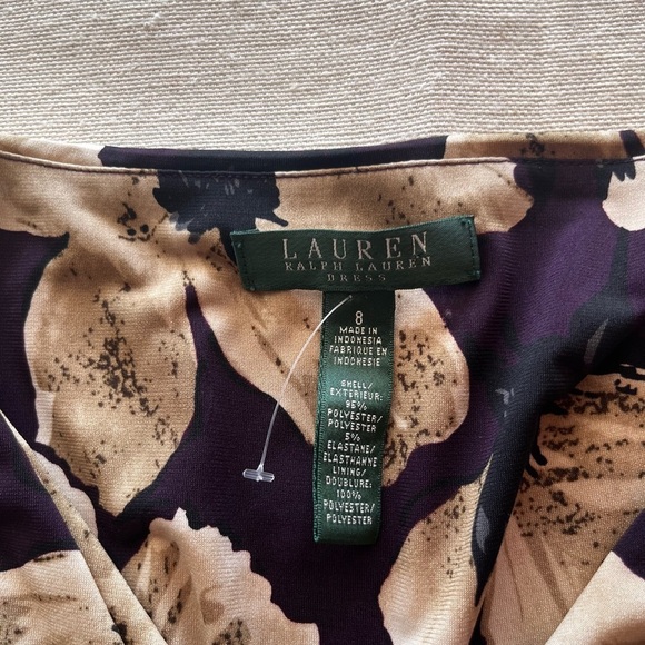 Lauren Ralph Lauren Purple and Cream Floral Midi Dress - Picture 8 of 9